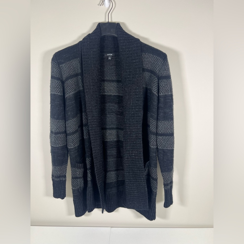 Apt. 9 Women’s Charcoal and Black Open Front Chunky‎ Cardigan